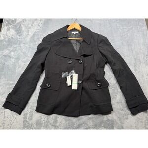 Atelier Boutique Blazer Jacket Womens 8 Charcoal Stretch Career Double Breasted